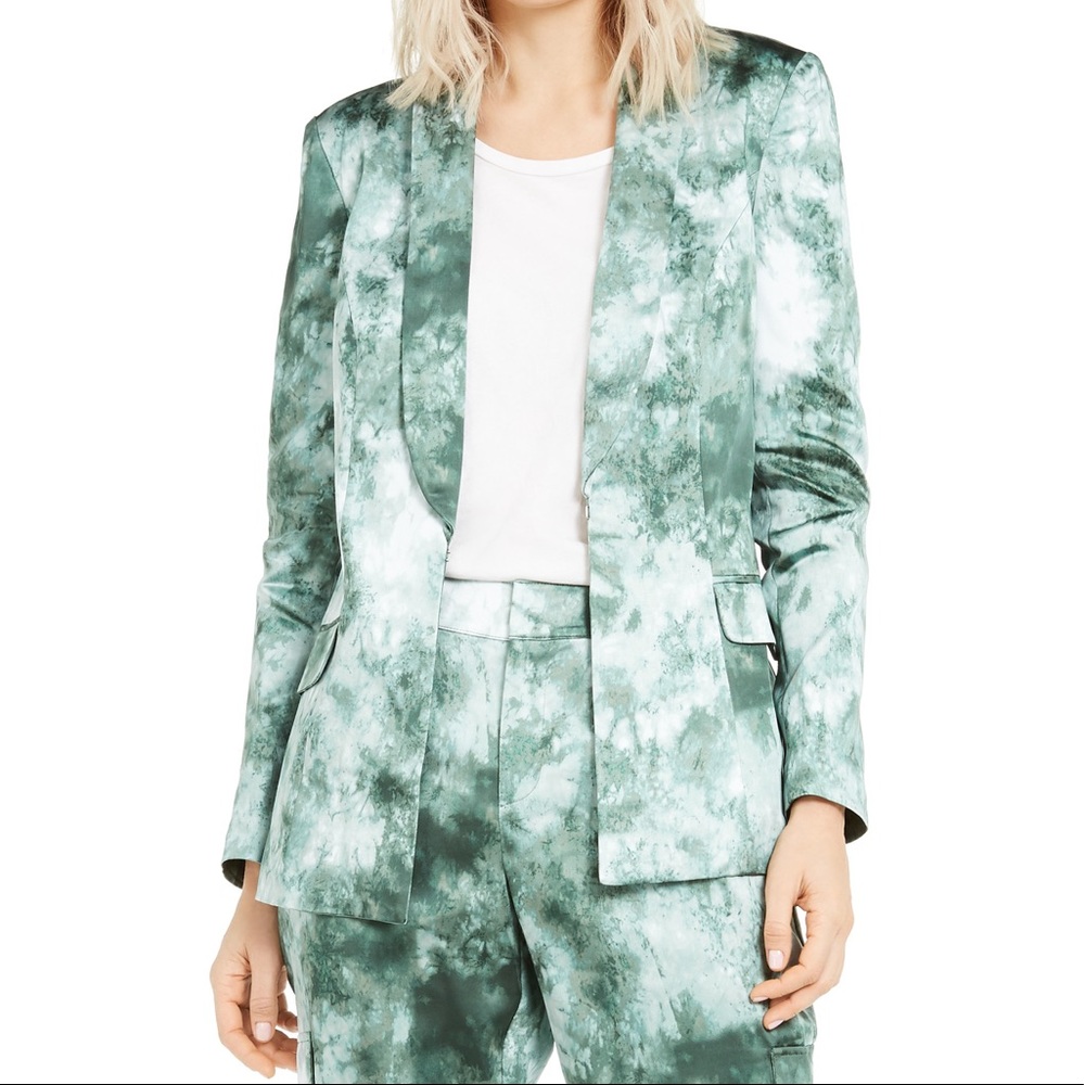 Tie-Dye Marble Print Satin Blazer (Size L)